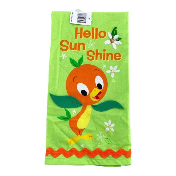 Disney Parks Orange Bird Hello Sun Shine Kitchen Dish Hand Tea Towel - Picture 1 of 4